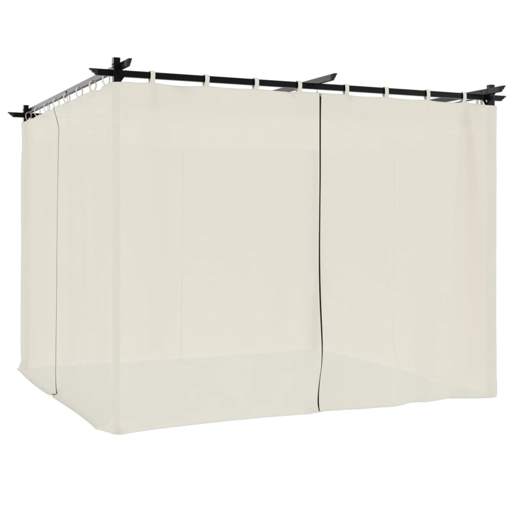 vidaXL Pavillon mit Vorhängen Creme 3x3 m Stahl Image