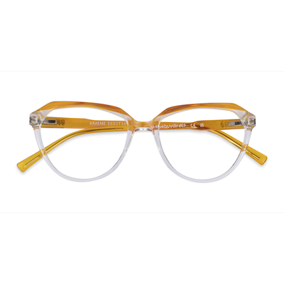 Unisex s horn Clear Yellow Plastic Prescription eyeglasses - Eyebuydirect s Graeme