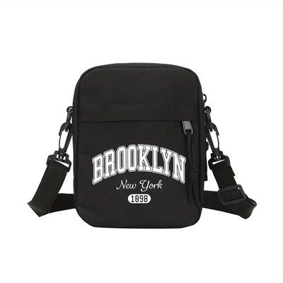 TEMU Brooklyn Pattern Mini Oxford Crossbody Bag, Gothic Style Printed Shoulder Bag, Adjustable Shoulder Strap, Or Daily Commuting, For Teenager Image
