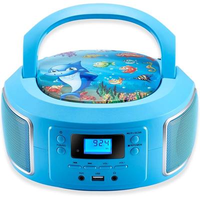TEMU Portable Cd Player | Kids Cd Player | Aux-in | Usb Port | Cd/mp3 Radio | Kids Radio | Cd Radio | Stereo System | Boombox | Blue Image