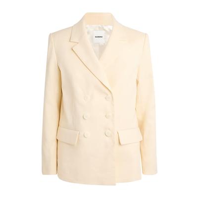 Sandro Paris Linen-Cotton Double-Breasted Suit Jacket