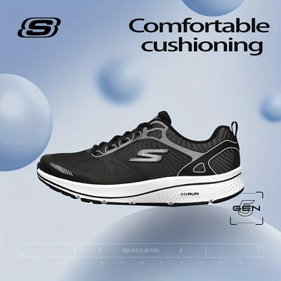 TEMU Skechers Men's Lightweight Breathable Running Shoes - Slip-resistant Durable Rubber Sole, Eva Cushioned Insole, Low- Design For Jogging, Gym & Casual Wear - Black, Sleek Sporty Look,
