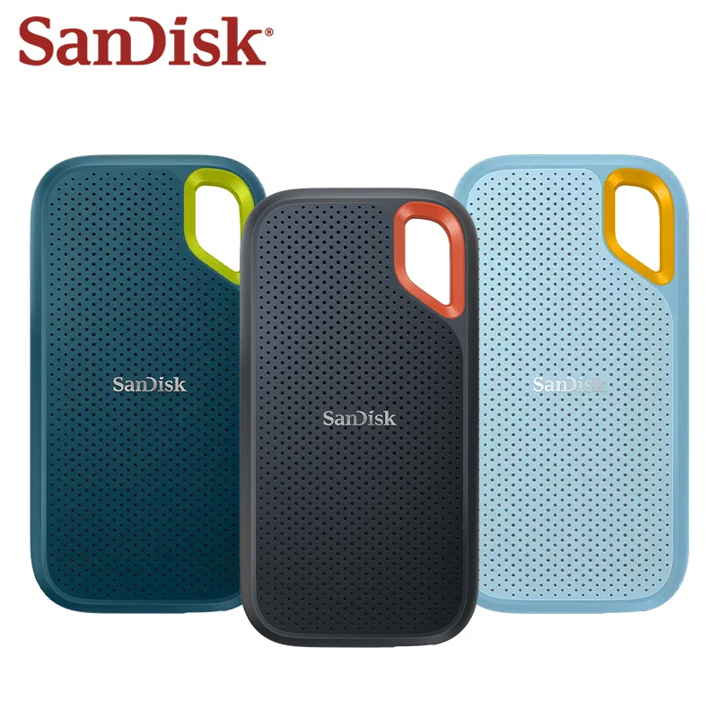 SanDisk Extreme Portable SSD E61 Schnelle NVMe-Lesegeschwindigkeit 1050 MB/s 4T 2T 1T 500G USB3.2 Gen2 TYPC-C wasserdicht Schwarz Blau Grün PSSD Image