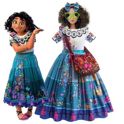 Mirabel Prinzessin Kleid für Mädchen Halloween Cosplay Encanto Kostüm Kinder Geburtstagsgeschenk Image