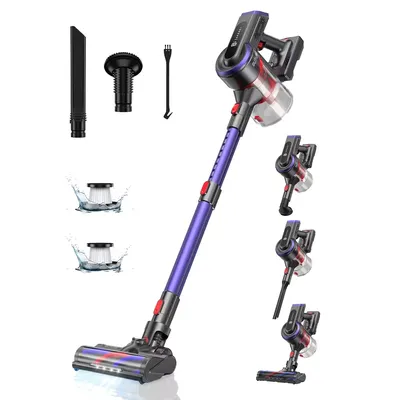 Burure JR400 tragbarer Akku-Staubsauger 38000PA Saugleistung 450W Haushaltsgeräte 1.5L Staubbecher mit Touchscreen Akku abnehmbare Batterie, passend für Kfz-Tierhaare Image