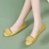 Frau Wohnungen Leder Freizeitschuhe für Frauen Büro Karree Gelb Chic Punkt Elegante Koreanische Stil