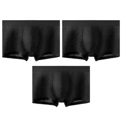 3-teilige antibakterielle Unterwäsche aus Eisseide, dünne Sommerhose für Herren und Lat, atmungsaktive Mesh-Shorts Image