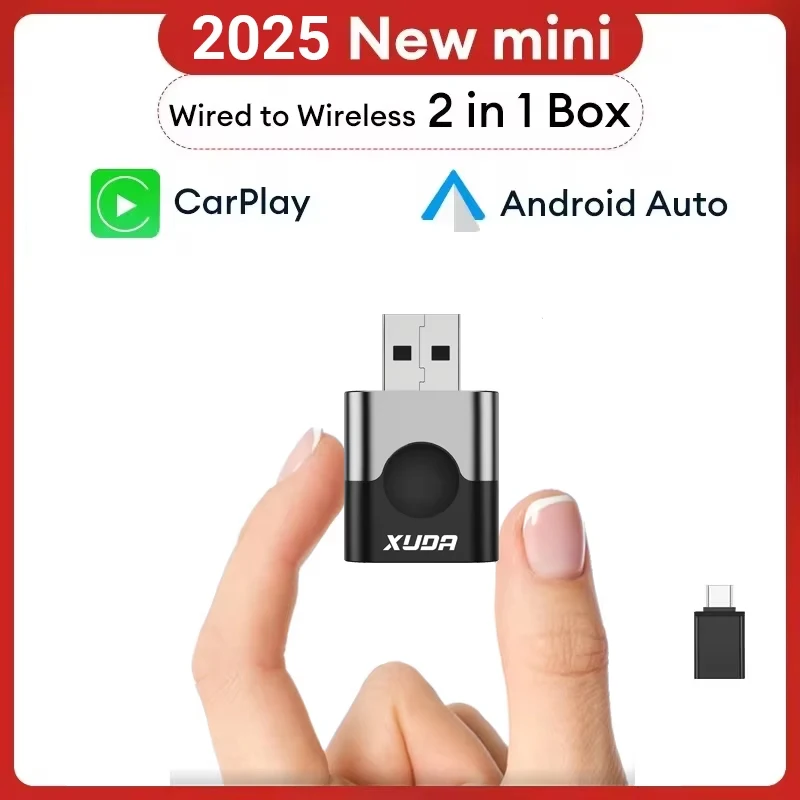 XUDA Drahtlose Carplay Adapter Android Auto 2 in 1 Smart Dongle 2025 5G WIFI Für iphone Android Telefon für Volvo Benz Mg Kia VW Image