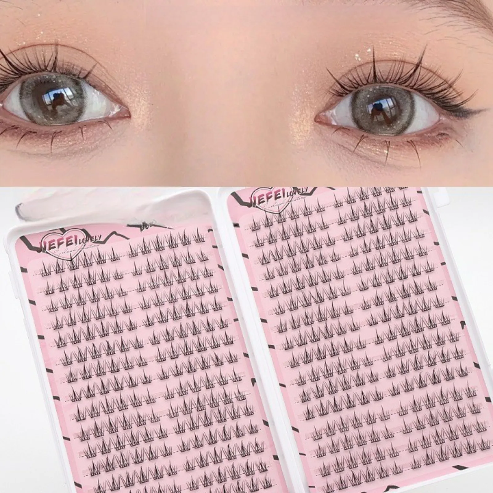 384 Sunflower DIY Wimpernverlängerungsset – großes Fassungsvermögen, natürlicher C-förmiger Cluster 9–11 mm, leichter Cartoon-Stil Image