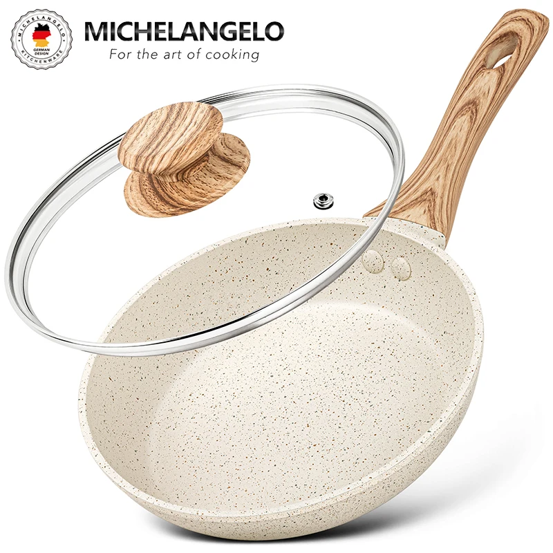 MICHELANGELO 8/10 Zoll Antihaft-Bratpfanne, multifunktionale Eier-Rindfleisch-Pfanne mit Deckel, Herd, Universal-Töpfe, Küchenutensilien, ofensicher Image