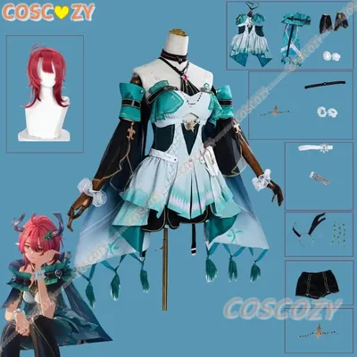 Wuthering Waves Ciaccona Cosplay Kostüm Perücke Uniform Multi Ornamente Socken Kopfbedeckung Set Halloween Party Con Event Kleid Image