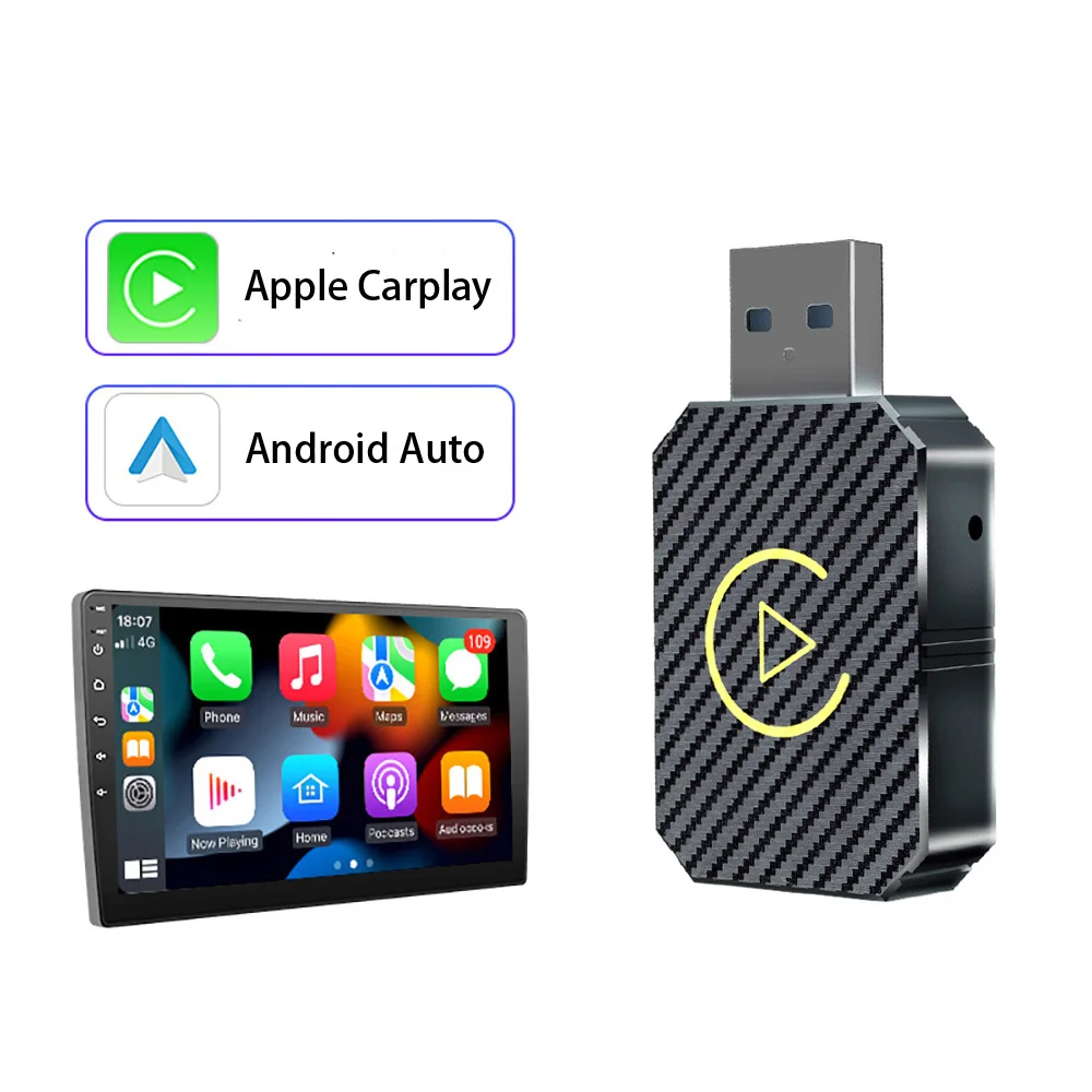 2-in-1 kabelloser CarPlay-Adapter und Android Mini Auto Wireless-Adapter 5 GHz WiFi Typ-C/USB Plug & Play Carplay Wireless-Adapter Image