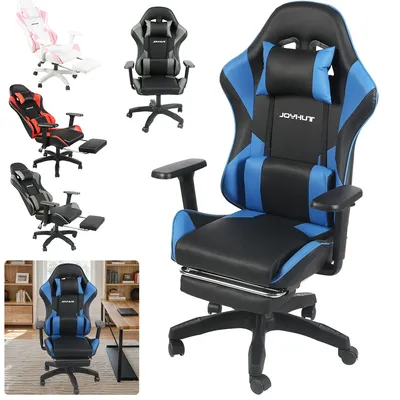 Gaming Chair with Footrest Gamer Chairs Ergonomic with Lumbar Cushion Headrest Gaming Chair Height Adjustable Computer Chair