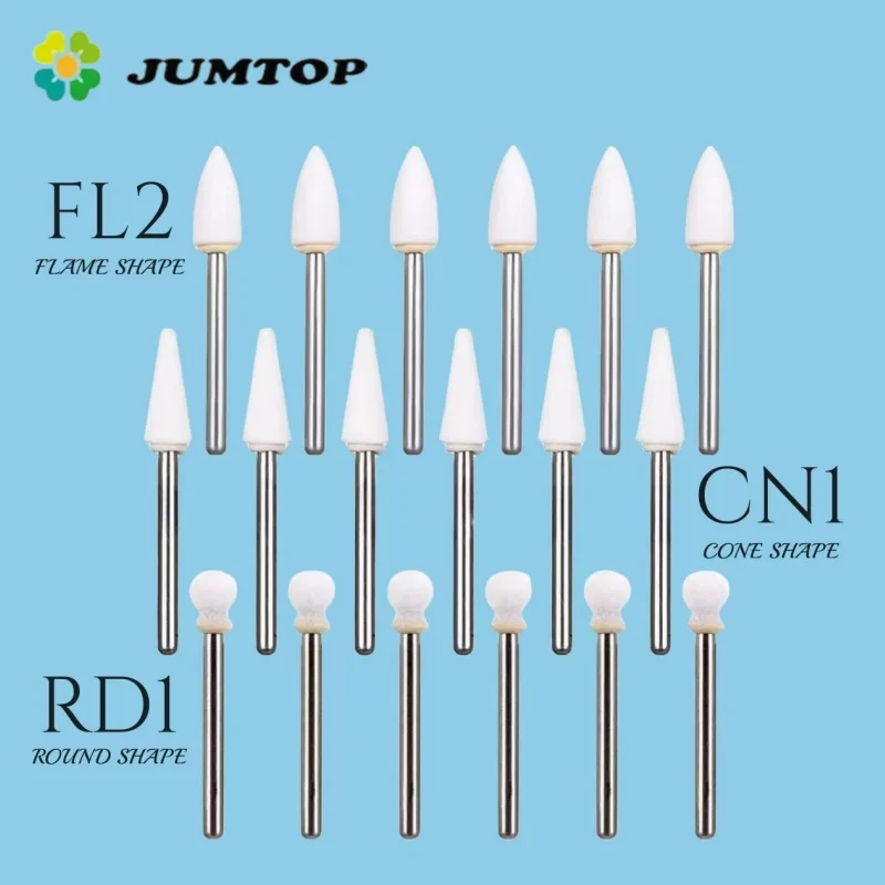 JUMTOP 12 Teile/beutel Dental Flamme Kegel Runde Weiß Stein Polierer FG Bohrer Image