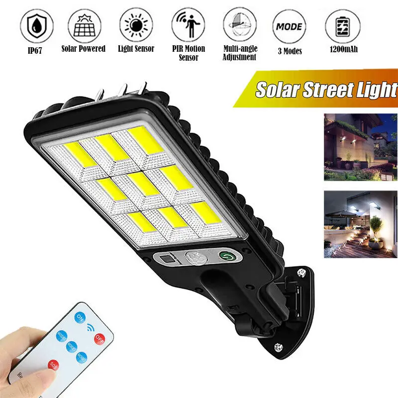 18/30/72/117/108 Led Solar Licht 6000K Outdoor Solar Lampe Mit 3Licht Modi RIR Motion Sensor Straße Lampe Garten Terrasse Pfad Hof