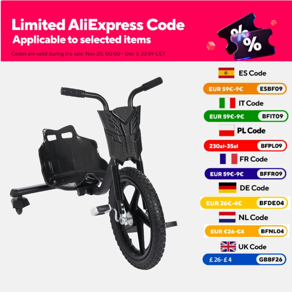 16 Zoll Drift Scooter Pedal 360 ° Drehbares Hinterrad, Universalrad, verstellbarer Sitz, Drift-Trike für 6 Jahre und ältere Menschen Image