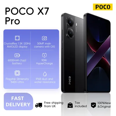 POCO X7 Pro 5G Global Version 8+256GB 6.67" 120Hz 1.5K Display Powered by Flagship Dimensity 8400-Ultra 90W 6000mAh Battery NFC