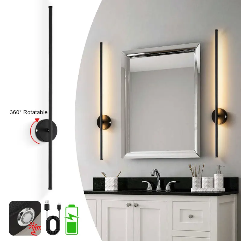 Wiederaufladbare batteriebetriebene LED-Wandleuchten mit Fernbedienung, 3000 K–6000 K, kabelloser Touch-Schalter, dimmbare Wandleuchten, Wandleuchte