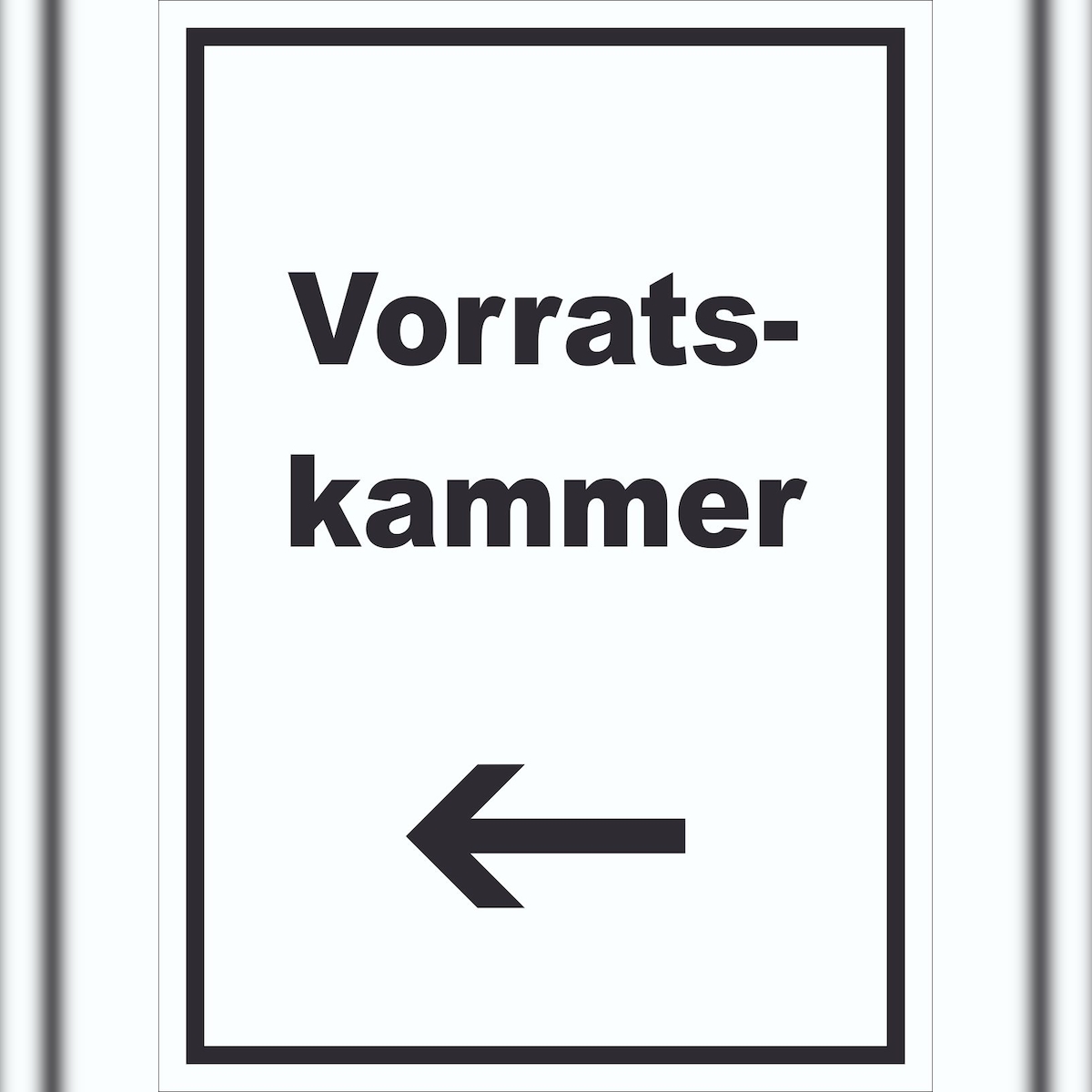 HB-Druck Vorratskammer Schild mit Text und Richtungspfeil links Pantry Reserve hochkant A4 (210x297mm) Image