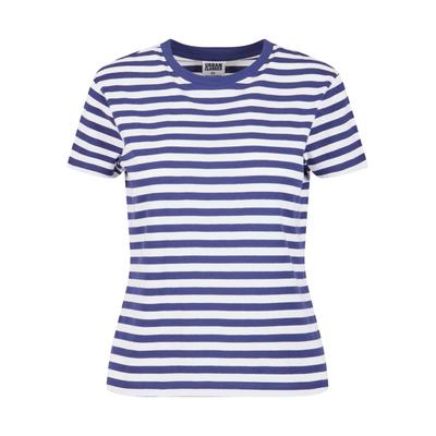 T-Shirt URBAN CLASSICS "Urban Classics Damen Ladies Regular Striped Tee", Herren, Gr. XS, rot (weiß, city rot), 100% Baumwolle, gestreift, casual, loose fit, Rundhals, Kurzarm, Shirts Image