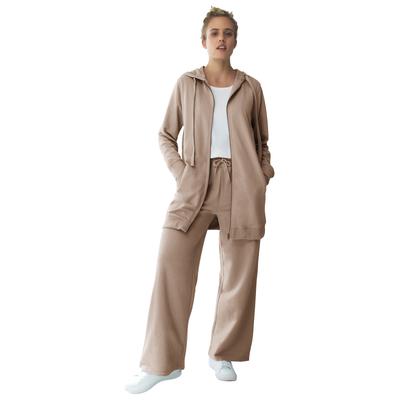 Plus Size Women's Wide Leg French Terry Sweatpant by ellos in Dark Taupe (Size 18/20)