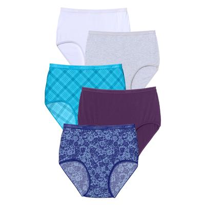 Plus Size Women's Cotton Brief 5-Pack by Comfort Choice in Cool Blue Pack (Size 12)