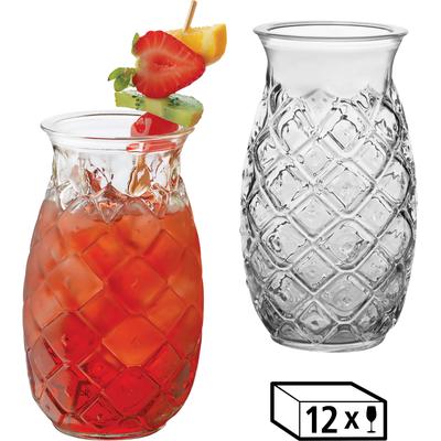 Cocktailglas LIBBEY "Libbey Trinkglas, 12er Set -TIKI- im Ananas-Design", transparent, H:14,5cm Ø:8,5cm, Glas, Trinkgefäße, 502 ml, hochwertig verarbeitet, im modernen Design Image