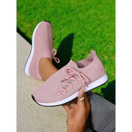 Women's Breathable Flyknit Walking Sneakers – Lightweight Mesh Athletic Shoes for Ladies for Park Strolls Workouts and Travel Days