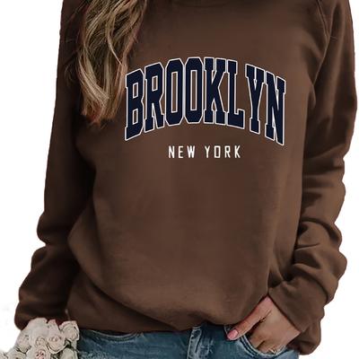 TEMU New Letter Design Sweatshirt - Women's Casual Long Sleeve Crew Neck, Cozy Polyester , Machine Washable - Plus Size, Light Gray, Plus Size Sweatshirt Image