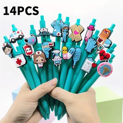 TEMU 6/14pcs Creative Medical Round Ballpoint Pen Nurse Doctor Writing Pens Nurse Day Gift Pens Random Styles Image