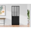Porta scorrevole atelier con sistema a incasso H205 x L93 cm Nero e Vetro temperato smerigliato - ARTISTO II