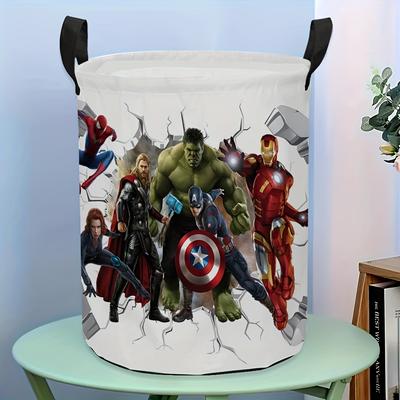 TEMU 1pc Hulk Cartoon Cute Foldable Laundry Hamper - Polyester Freestanding Storage Basket With Handles, Multipurpose Toy And Clothes Organizer, Laundry Baskets Image