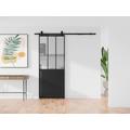 Porta scorrevole atelier con sistema esterno muro H205 x L73 cm Nero e Vetro temperato - ARTISTO II