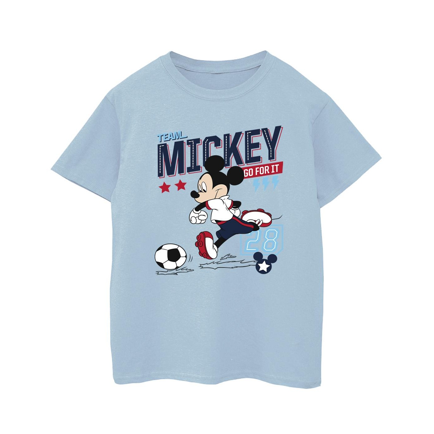 Disney Boys Mickey Mouse Team Football T-shirt (baby Blue) - Light Blue Cotton - Size 12-13Y | Disney Sale | Discount Designer Brands