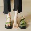 Größe 33-40 Damen Plateaus andalen offene Zehen Sommer grün weiß römische Schuhe Strands andalen