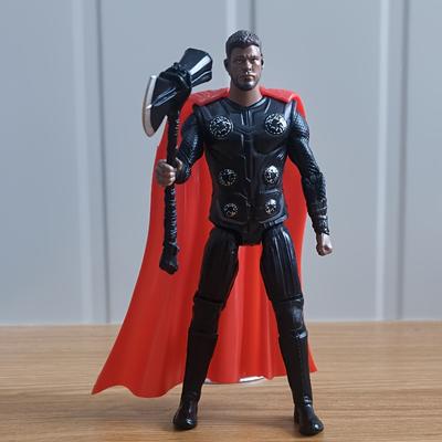 TEMU 1pc Thor Action Figure, Pvc Collectible With Articulated Joints, Detailed Armor & Red Cape, Dynamic With Hammer, & Holiday Gifts, Gift For Fans, Detailed