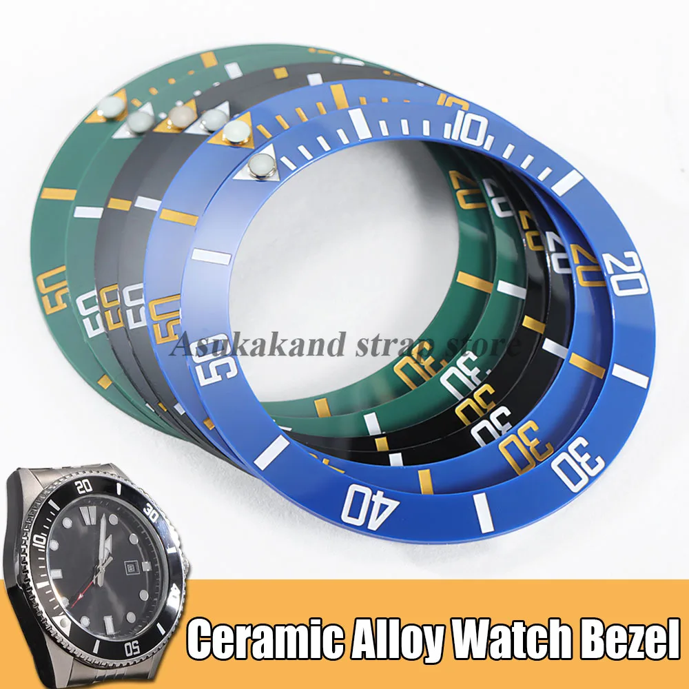 38mm Keramik Legierung Uhr Lünette Einsatz Ring Hang für Rolex Fit 40mm Uhr Fall NH35 NH34 GMT tauchen Männer Uhr Teil Zubehör Image