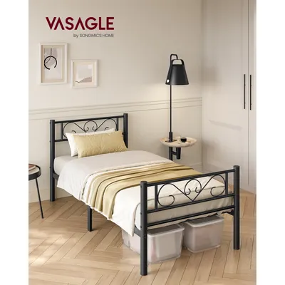 VASAGLE Single Bed Frame, Metal Bed Frame, Fits 90 x 190 cm Mattress, Easy Assembly, for Small Spaces, Guest Room