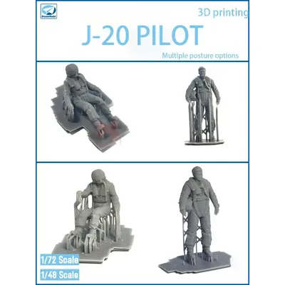 Dream Model 3D Print DM0408-0413 J-20 Pilot Multiple Positions to Choose from 1/48 1/72