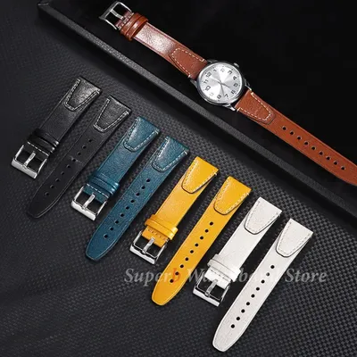 Handgefertigtes Vintage-Uhrenarmband aus Leder, 20 mm, 22 mm, Schnellverschluss, Ölwachs, Leder-Uhrenarmband für Männer und Frauen, Armband-Zubehör Image