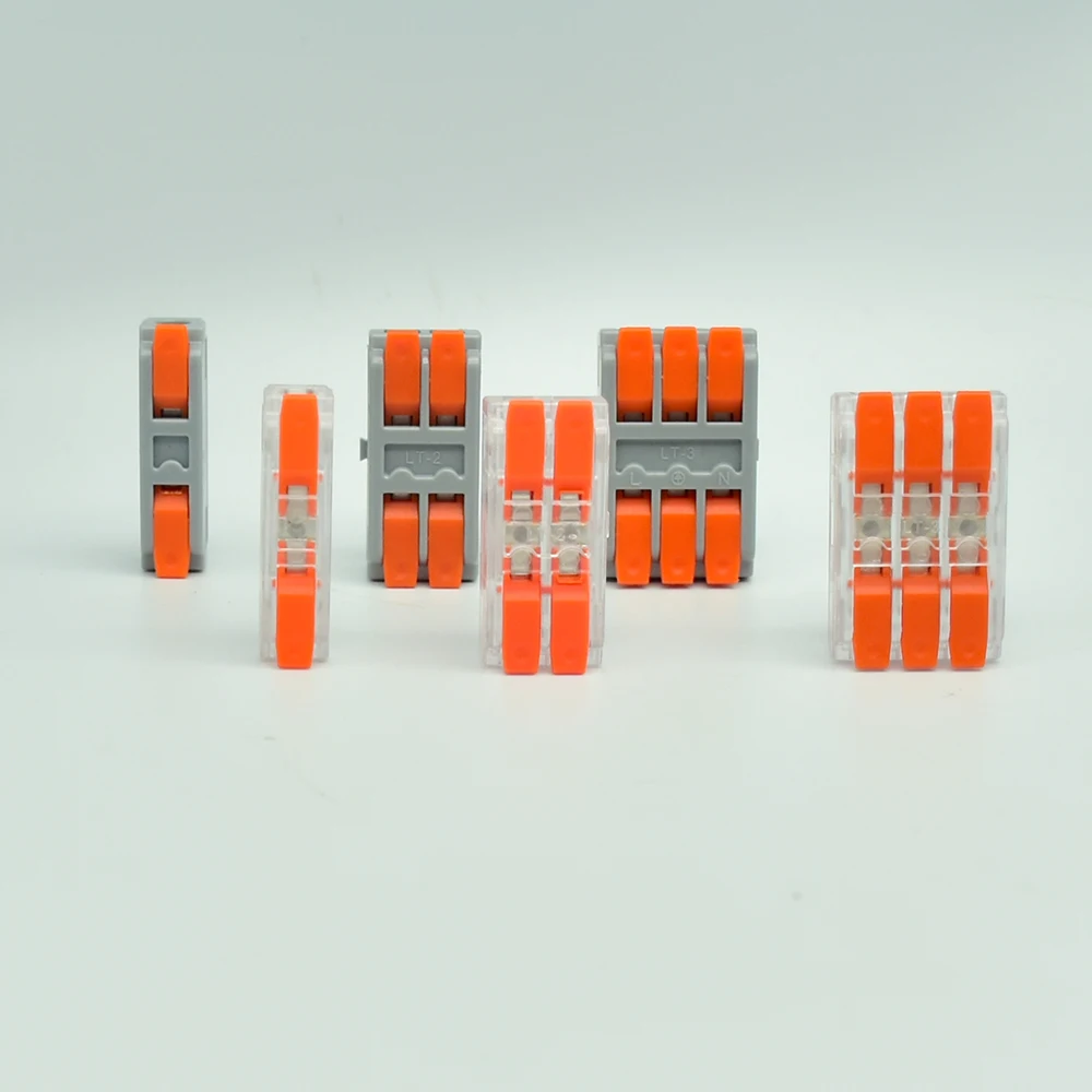 Box Elektrische Hebel-Drahtverbinder, 2 Anschlüsse, 3 Anschlüsse, 5 Anschlüsse, elektrische Kabelklemme, Mini-Schnelldraht-Anschlussstecker Image