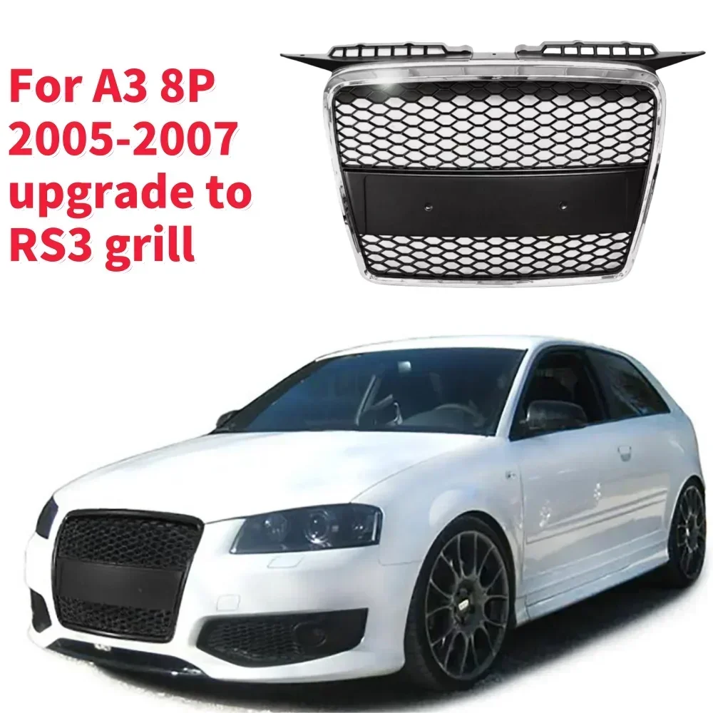 Griglie da corsa griglia del cofano anteriore griglia del paraurti anteriore dell'auto griglia centrale per griglia RS3 per A3 2005-2007 (non per Sline)