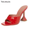 Karree-Mule-Sandalen für Damen, 2025, Sommerschuhe mit hohem Absatz, Damen, elegantes Partykleid, roter Schuh, große schwarze Hausschuhe