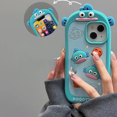 Sanurgente Cartoon Phone Case, 3D Kawaii Cartoon Full Cover Silicone Soft Case for iPhone 16 Plus, iPhone 14, iPhone 15, iPhone