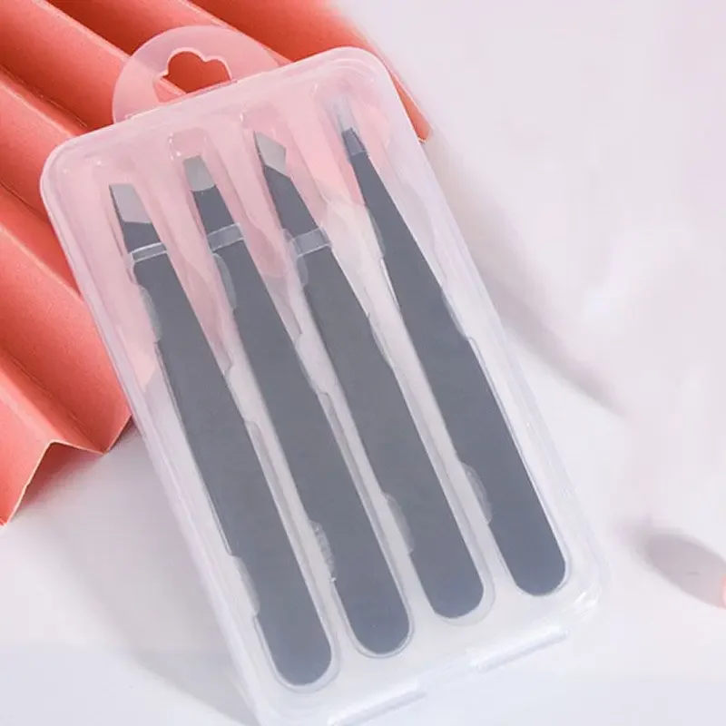 Multifunktions 1-4 Teile/satz Augenbraue Pinzette Schräg Edelstahl Haar Entfernung Clip Für Wimpern Verlängerung Pinzette Make-Up-Tool Image