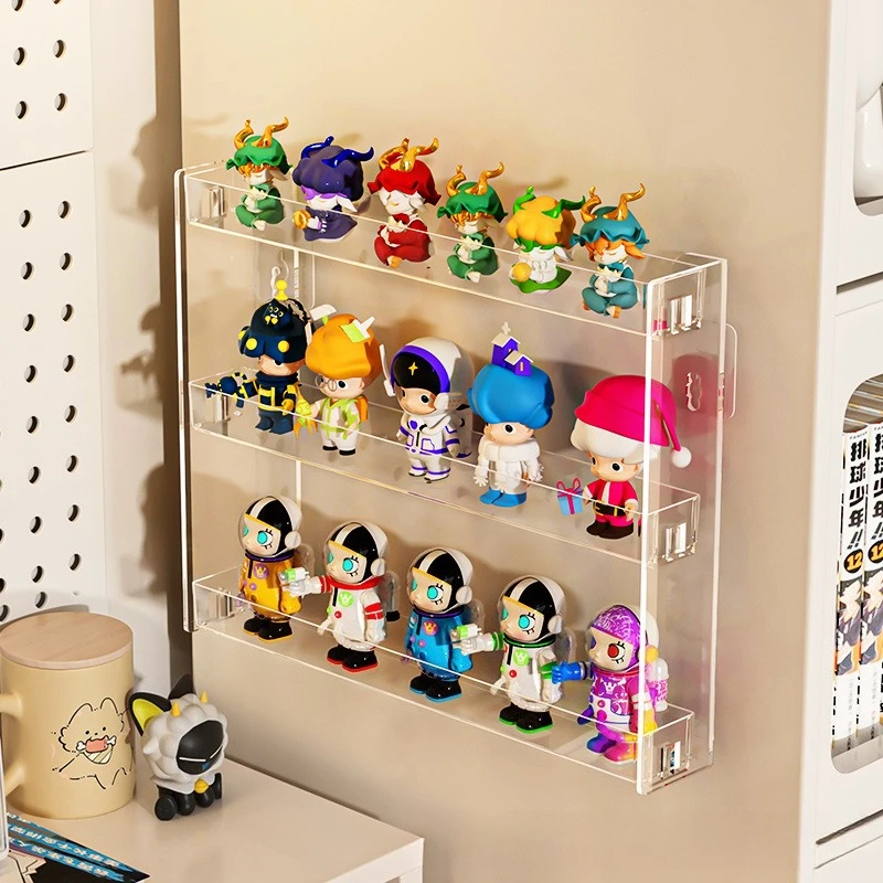 Acryl Display Stand Wand Lagerung Rack Klar Puppe Blind Box Lagerung Organizer Halter Kinder Regal Hause Büros