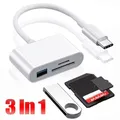 Adattatore per lettore di schede di tipo C 3 in 1 Lettore di schede SD OTG TF Convertitore di schede di memoria USB-C OTG per U-Disk MacBook Laptop Samsung Huawei