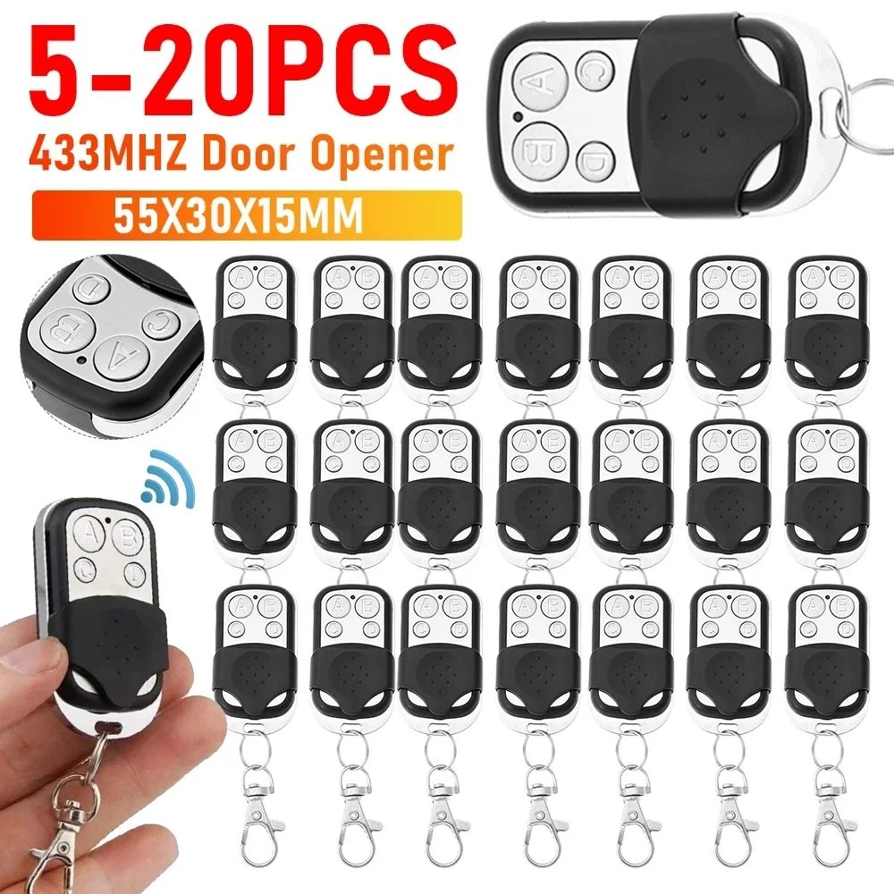 1-50PCS Universal Garage Tür Steuerung Drahtlose RF Fernbedienung 433MHz Elektrische Tor Fernbedienung Schlüssel Fob Controller Image