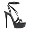 Sommer neue Lackledergürtel wasserdichte Plattform sexy Sandalen dünne hochhackige Bankettkleid maßgeschneiderte große Damenschuhe