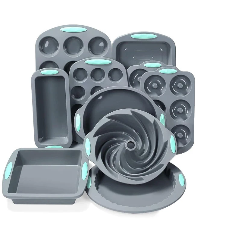10-teiliges Silikon-Backformen-Set, antihaftbeschichtet, Backformen-Set, leicht zu lösende Silikonfolie, Kuchenform, Backblech für den Ofen JT464 Image